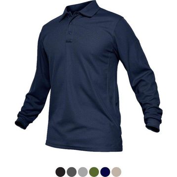 Ghassy Co. Jersey Lacivert Golf Polo Gömlek Pike Performans Taktik Askeri Uzun Kollu Erkek T-shirt