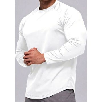 Ghassy Co. Running Beyaz Sports Reglan Oval Kesim Penye Erkek T-shirt