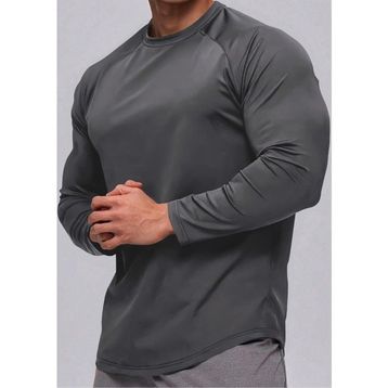Ghassy Co. Running Füme Sports Reglan Oval Kesim Penye Erkek T-shirt