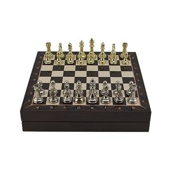 Gift Home Büyük Boy Metal Klasik 36x36 cm Satranç Takımı Parlak ve Ceviz Desenli Sandıklı Mdf Tahtası