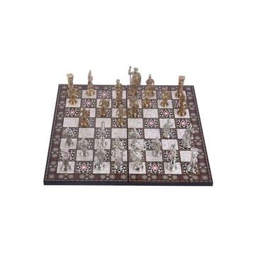 Gift Home Metal Satranç Takımı Battal Boy Roma Figürlü Parlak Satranç Taşı ve MDF Katlanır Sedef Desenli Satranç Tahtası