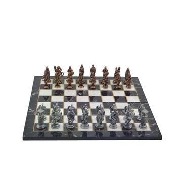 Gift Home Metal Satranç Takımı Battal Osmanlı-Bizans Antik Kat Mermer Desenli Satranç Tahtası