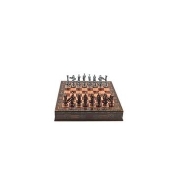 Gift Home Metal Satranç Takımı Büyük Pegasus Antik Gül Sandıklı Masif Ahşap Satranç Tahtası