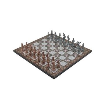 Gift Home Metal Satranç Takımı Orta Yunan Antik Sedef Desenli Satranç Tahtası
