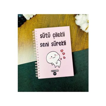 Gift Moda Sütü Çilekli Seni Sürekli Tasarımlı Konuşan Ajanda