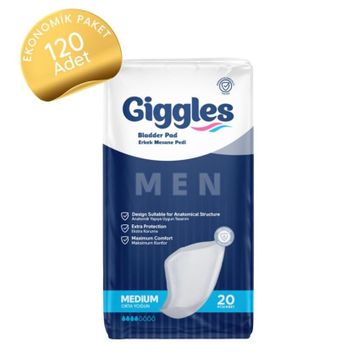 Giggles 20'li 6 Paket 120 Adet Medium Erkek Mesane Pedi