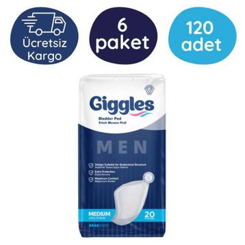 Giggles 20'li 6 Paket 120 Adet Medium Erkek Mesane Pedi