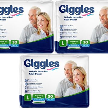 Giggles Yetişkin Bel Bantlı Tekstil Yüzey Büyük Large L 90 Adet Hasta Bezi
