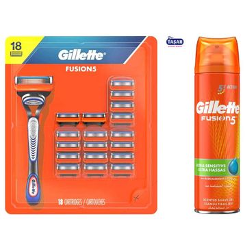 Gillette Fusion 16'lı Yedek Tıraş Bıçağı + Fusion 200 ml Tıraş Jeli