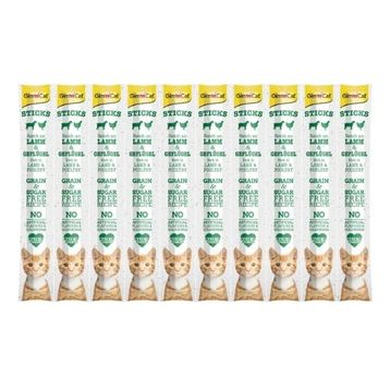 GimCat 10x5 gr Tahılsız Kuzu Etli ve Tavuklu Sticks Kedi Ödül Çubukları