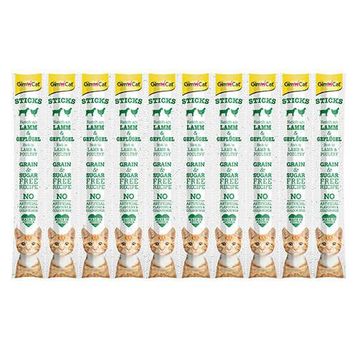 GimCat 10x5 gr Tahılsız Kuzu Etli ve Tavuklu Sticks Kedi Ödül Çubukları