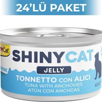 GimCat Shinycat Jöle İçinde Ançuezli ve Ton Balıklı 70 gr 24 Adet Kedi Konservesi