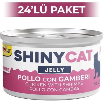 GimCat Shinycat Jöle İçinde Tavuklu ve Karidesli 70 gr 24 Adet Kedi Konservesi