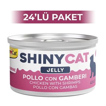 GimCat Shinycat Jöle İçinde Tavuklu ve Karidesli 70 gr 24 Adet Kedi Konservesi