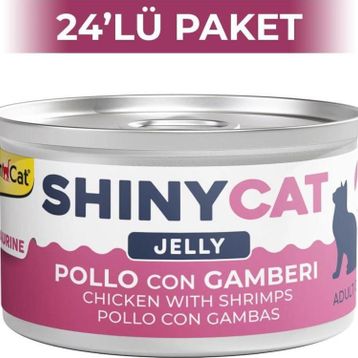 GimCat Shinycat Jöle İçinde Tavuklu ve Karidesli 70 gr 24 Adet Kedi Konservesi