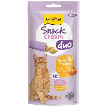 GimCat Snack Cream Duo Tavuk Etli ve Balkabaklı 6x15 gr Ek Besin Kedi Ödülü