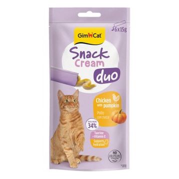GimCat Snack Cream Duo Tavuk Etli ve Balkabaklı 6x15 gr Ek Besin Kedi Ödülü