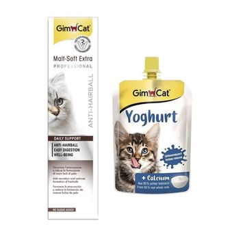 Gimcat Yoghurt Pouch 150 gr + Anti Hairball Malt Paste 100 gr Kedi Ödülleri
