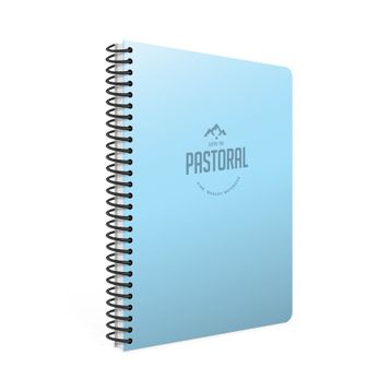 Gıpta 3250 Pastoral 17x24 60 Yaprak Plastik Kapak Spiralli Kareli Mavi Defter