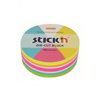 Gıpta 67x67 mm 250 Yaprak Stickn Neon Yuvarlak Yapışkanlı Bloknot