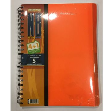 Gıpta A4 200 Yaprak 4 Kareli + 1 Çizgili Plastik Kapaklı Sipiralli Defter