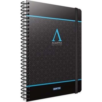 Gıpta Academia Spiralli Siyah Mavi Sert Kapak 120 Yaprak 17x24 Kareli Defter