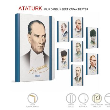 Gıpta Atatürk Sert Kapak 13x21 cm 120 Yaprak Çizgili Defter