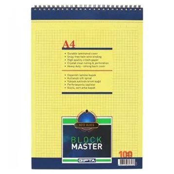 Gıpta Block Master A4 100 Yaprak Kareli Bloknot