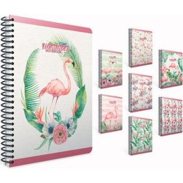 Gıpta Flamingo 17x24 cm 100 Yaprak Kareli 3'lü Sert Kapak Spiralli Defter