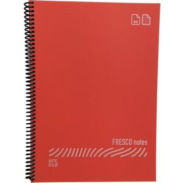 Gıpta Fresco A4 Plastik Kapak 60 Yaprak Kareli Spiralli Kırmızı Defter