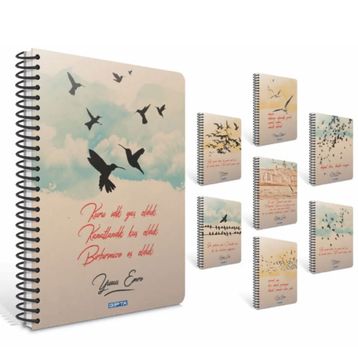 Gıpta Kuşlar 13x18 120 Yaprak Spiralli Sert Kapaklı Çizgili Defter