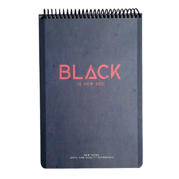 Gıpta New Notes Black Is New Red Spiralli Sert Kapak 100 Yaprak 17x24 Çizgili Bloknot