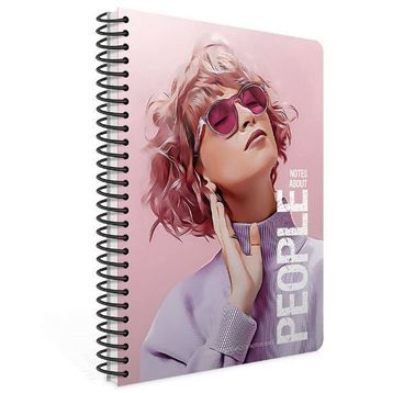Gıpta People Spiralli Pembe Sert Kapak 120 Yaprak 17*24 Çizgili Defter