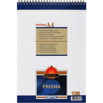 Gıpta Prizma 1377 Spiralli Kareli A4 100 Yaprak Bloknot