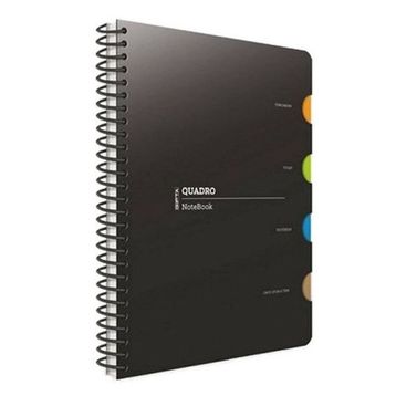 Gıpta Quadro A4 150 Yaprak 4 Seperatörlü Plastik Kapaklı Kareli Spiralli Defter