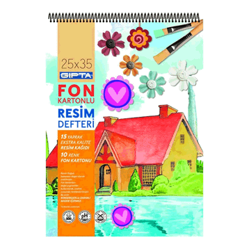 Gıpta Spiralli Fon Kartonulu 25 x 35 15+10 Yaprak Resim Defter