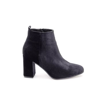 Girl Boss New York Emma 1040-BT-2 Siyah Kadife Kadın Bot