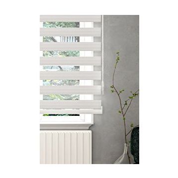 Givayo 160x200 cm Stor Beyaz Dar Pliseli Zebra Stor Perde
