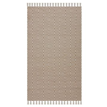 Giz Home Jacq 120x180 cm Kahverengi Beyaz Geometri Pamuk ve Jüt Halı