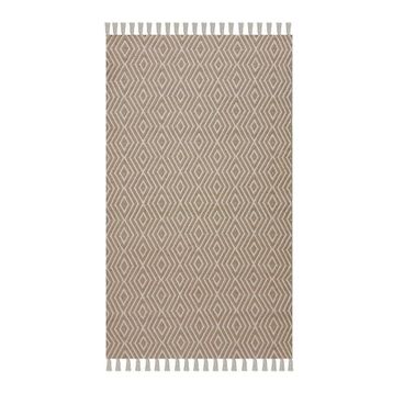 Giz Home Jacq 80x150 cm Kahverengi Beyaz Geometri Pamuk ve Jüt Halı