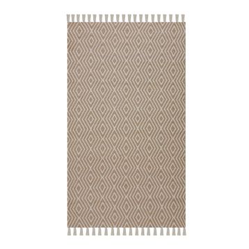 Giz Home Jacq 80x150 cm Kahverengi Beyaz Geometri Pamuk ve Jüt Halı