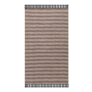 Giz Home Jacq Zigzag Kahverengi Siyah 120x180 cm Pamuk ve Jüt Halı