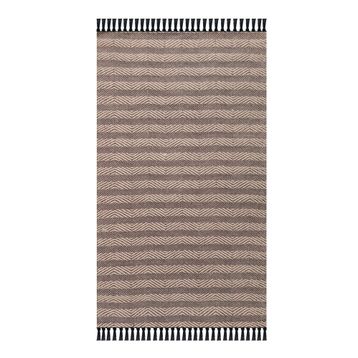 Giz Home Jacq Zigzag Kahverengi Siyah 120x180 cm Pamuk ve Jüt Halı