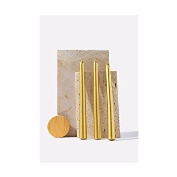 Gizemli Home 3'lü Gold Şamdan Mumu