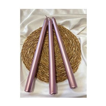 Gizemli Home 3'lü Rose Gold Metalik Şamdan Mumu