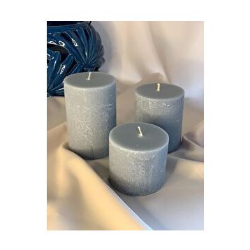 Gizemli Home 3'lü Set Açık Gri Çap: 6,5 Beton Döküm Silindir Mum