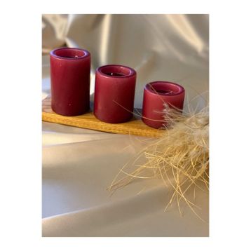 Gizemli Home 3'lü Set Bordo Çap: 6,5 Çökertme Silindir Mum