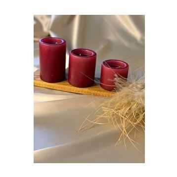 Gizemli Home 3'lü Set Bordo Çap: 6,5 Çökertme Silindir Mum