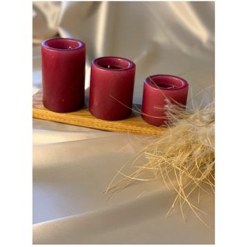 Gizemli Home 3'lü Set Bordo Çap: 6,5 Çökertme Silindir Mum
