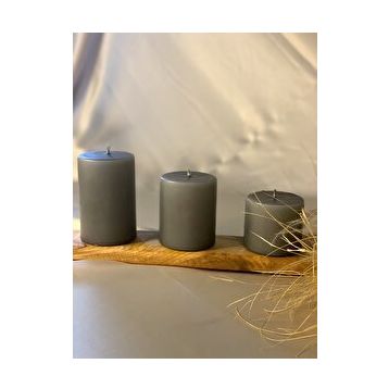 Gizemli Home 3'lü Set Çap: 6,5 Gri Çökertme Slindir Mum